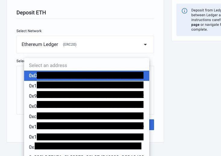 send cnd to eth address on ledger