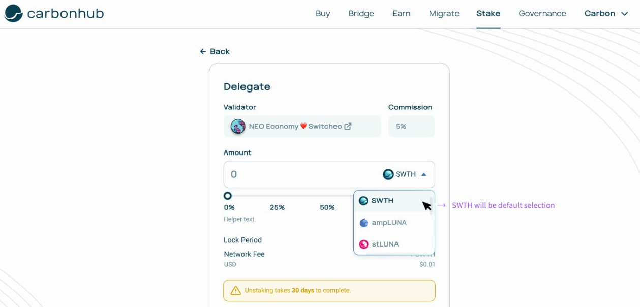 Form an Alliance with Carbon to get more real staking yield.